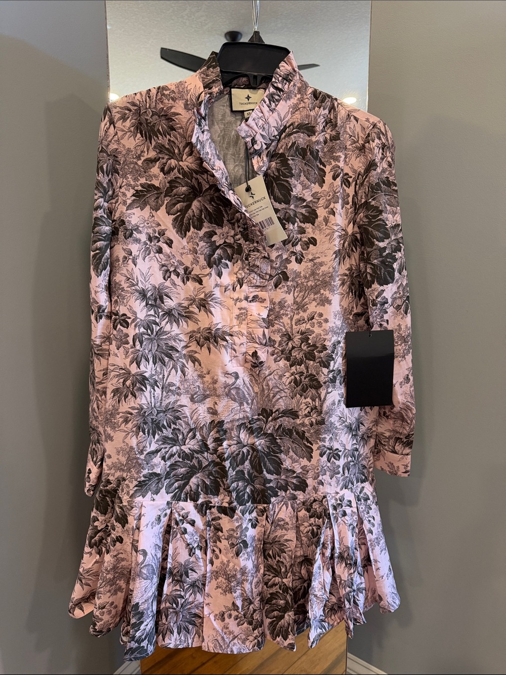 Tuckernuck Pink Floral Long-Sleeve Ruffle Hem Dress
